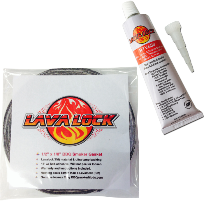 BBQ smoker gasket kit LavaLock® GL1/2 seal with Silco Rtv red 3 oz 