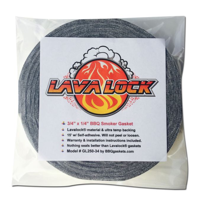 Lavalock® 3/4 x 1/4 Grey Gasket High Temp BBQ Smoker Grill Self Stick 15 ft